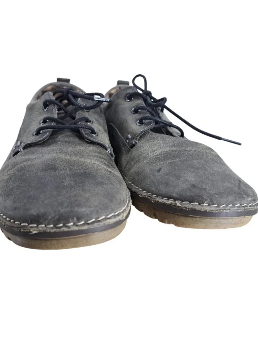 Roan by Bed Stu Arlo Gray Lace Up Leather Oxfords Shoes Size 10.5 Distressed